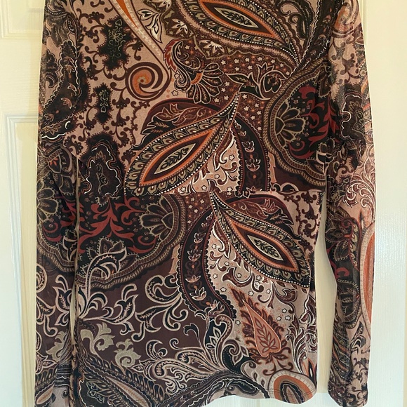 INC Brown Print Empire Top - Picture 4 of 5